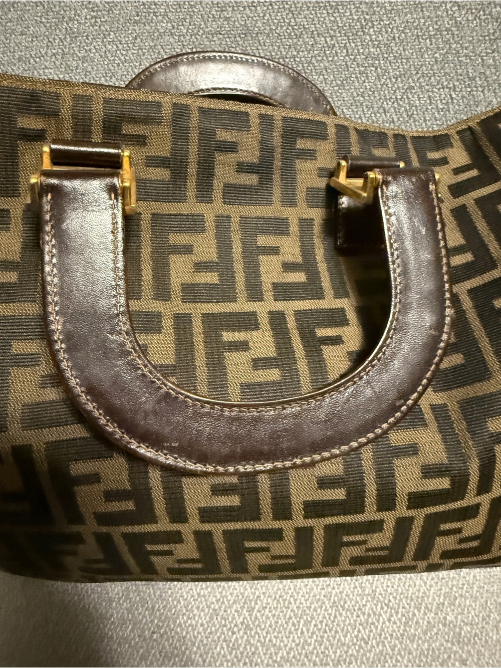 Fendi Brown Zucca Canvas Tote with Gold Hardware - Picture 10 of 15